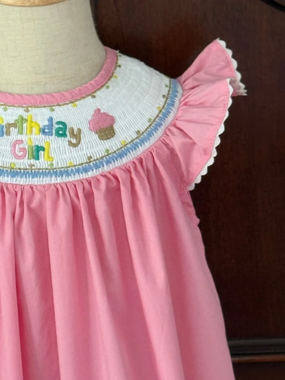 Lil Cactus Birthday Girl Smocked Dress Size 5 Pink Cupcake Party Boutique Dress